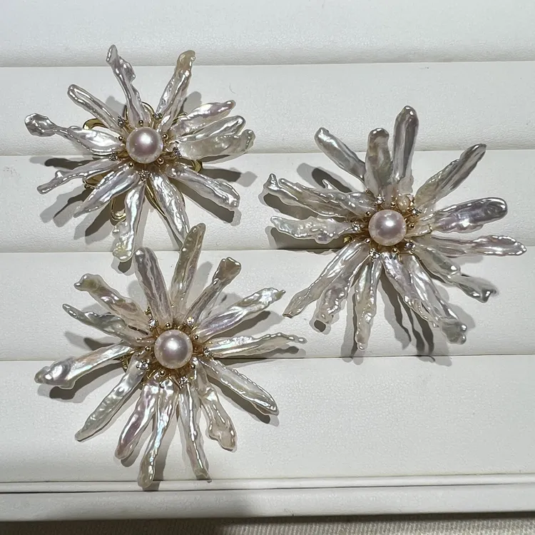 【周天珠宝】keshi淡水珍珠胸针 向上之花 个性潮流多样性发其一个