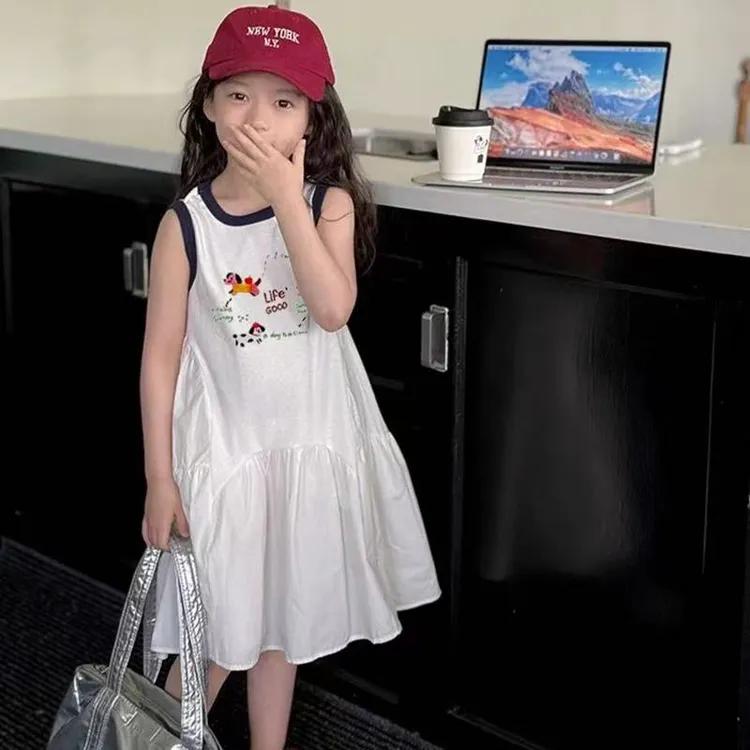 裙子原创设计背心裙无袖夏季纯色公主裙女连衣裙韩版女童夏装