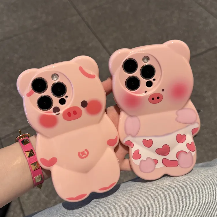 爱心裤衩粉猪小熊壳适用iPhone16/15promax手机壳苹果14/13新款12