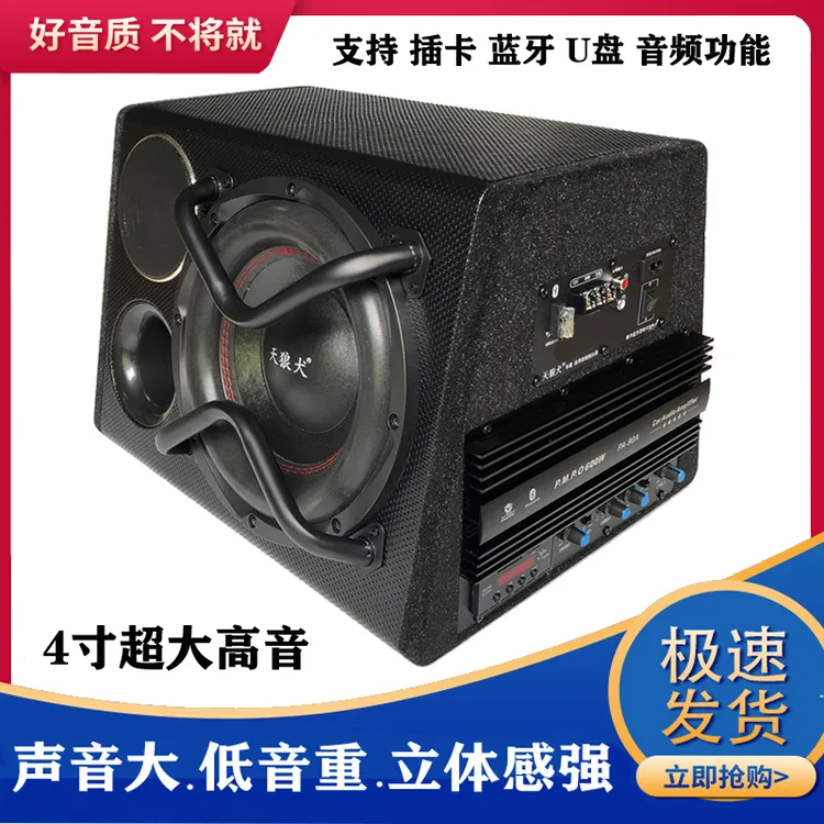 120磁10寸24V汽车音响12V车载插卡有源重低音炮220V蓝牙大功率箱