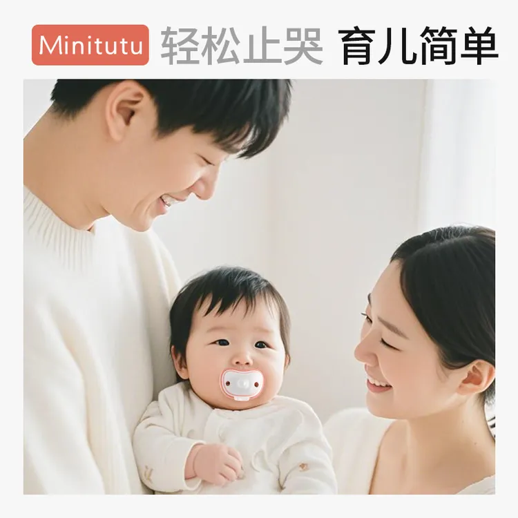 Minitutu安抚奶嘴婴儿新生软硅胶0-6个月防胀气睡觉哄睡神器