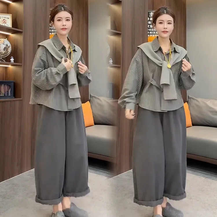 2025秋季新款时尚显瘦气质网红高档套装女高级百搭宽松大码两件套