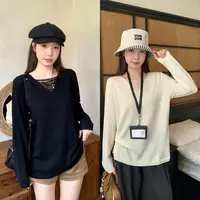 2025秋装新款胖mm大码女简约温柔风v领宽松显瘦针织上衣72027