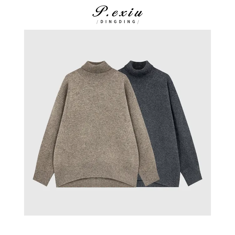 【不能水洗】100%绵羊毛软糯松弛感高领针织毛衣ZZ1097