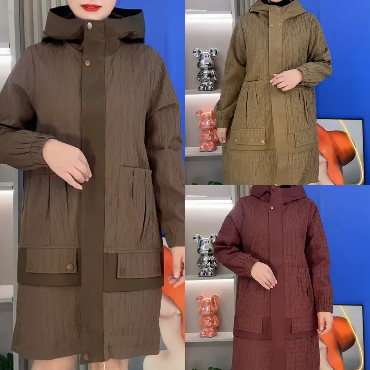 春季新款连帽里衬款中老年风衣