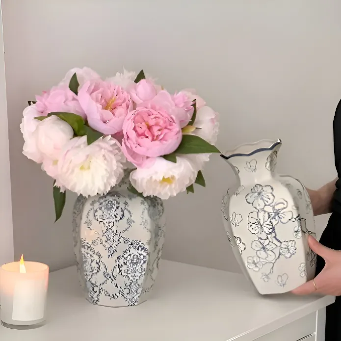 新款高级感复古中式青花瓷陶瓷花瓶客餐厅玄关桌面干鲜花装饰摆件