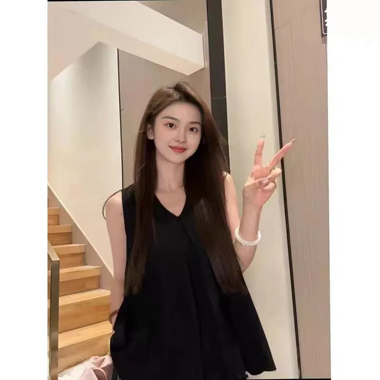 时尚套装女2025夏季新款洋气减龄显瘦无袖背心上衣+阔腿裤两件套