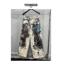 YOG【A 西 3D打印泼墨涂鸦脏脏裤】秋季潮牌重磅泼墨男女潮流百搭
