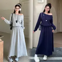 【涵胖胖】胖mm大码女休闲纯欲风铆钉卫衣上衣半身裙套装20504【B】