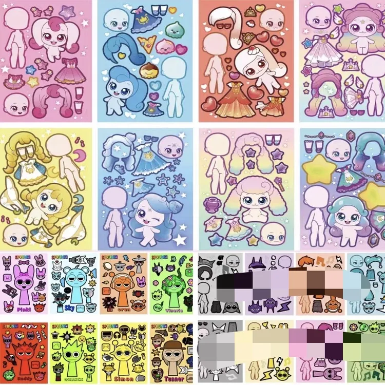 奇妙萌可节奏盒子换装贴纸diy儿童手工创意专注力益智粘贴画玩具