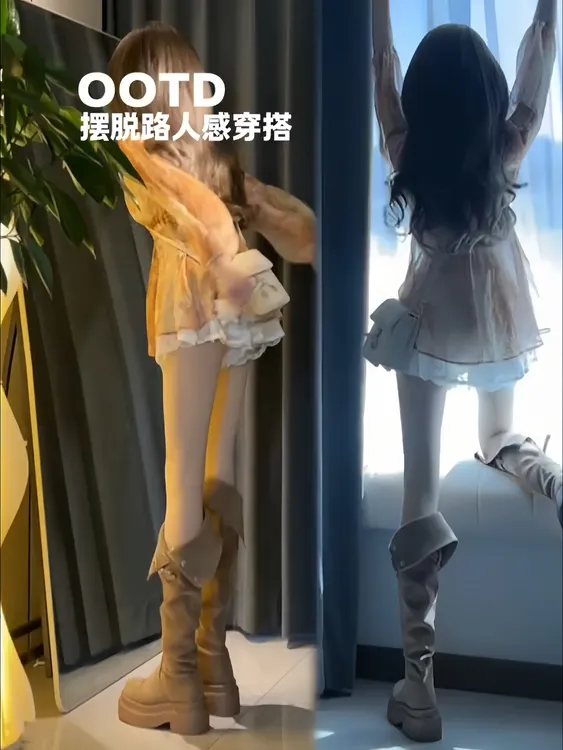 花漾浅梦 古风印花手工镶金边连衣裙女秋季新款蕾丝连衣裙两件套