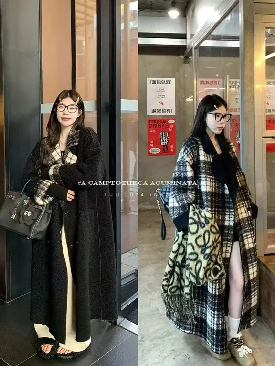 2025韩版时尚网红百搭气质款双面可穿秋冬加厚显瘦复古外套