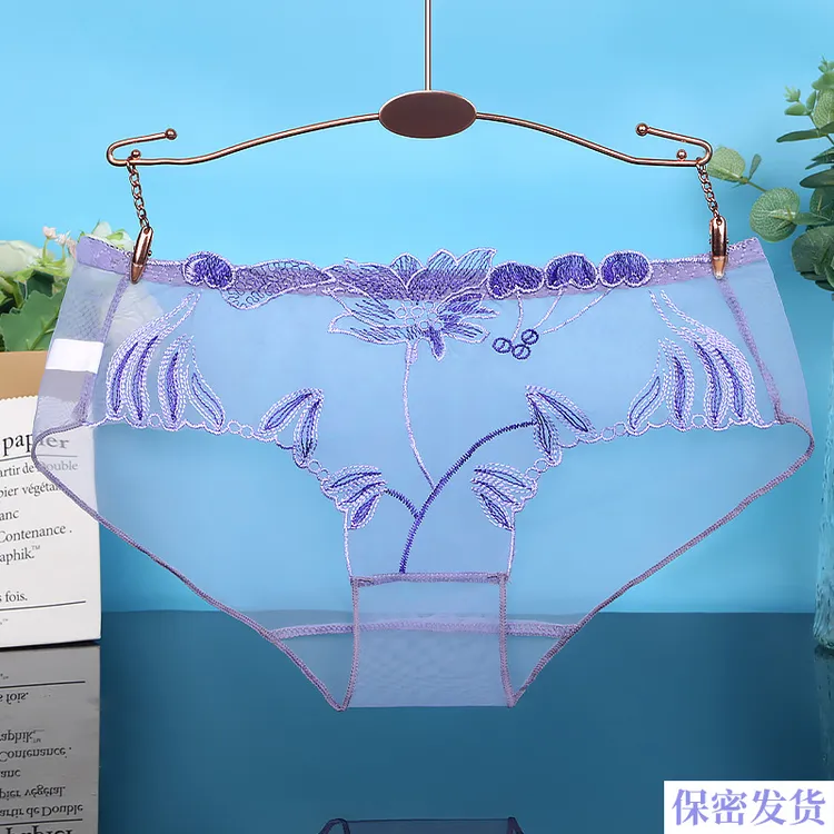 性感内裤女蕾丝透明网纱纯欲镂空诱惑约会战袍透气低腰女士三角裤