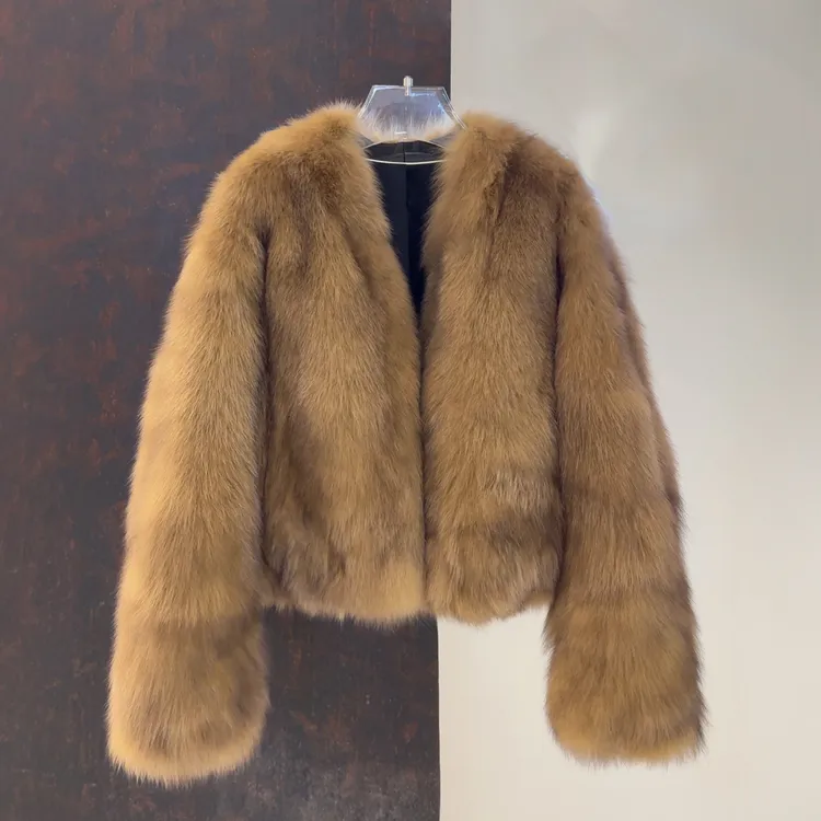 蒋小果「暮色蔷薇」狐狸毛皮草外套女短款2025秋冬新款海宁韩版腹毛