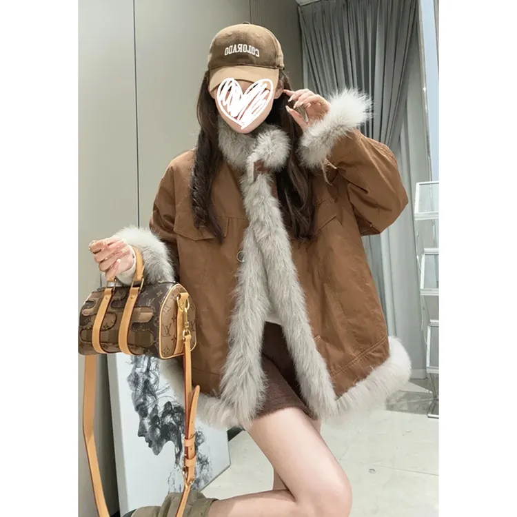 两面穿冬季新款毛绒时尚百搭外套保暖气质宽松休闲上衣女