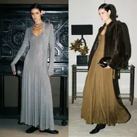 开间/苣轻柔羊毛莱赛尔弹力时髦显瘦修身飘带鱼尾大摆T恤连衣裙