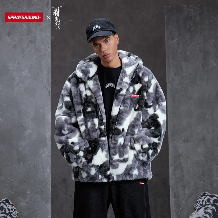 【虫师联名】SPRAYGROUND鲨鱼嘴毛绒夹克连帽潮流美式XB WE141108