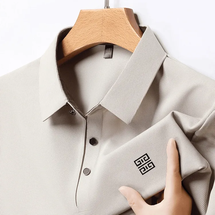 2025夏季新款男士冰丝polo衫商务休闲翻领短袖男T恤纯色薄款透气