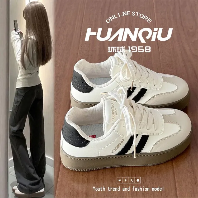 环球爆款厚底小白鞋女2025冬季新款百搭学生校园风软底休闲板鞋女