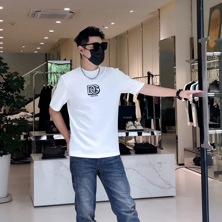 DG迪嘎亚通用3D刺绣经典简约短袖秋季字母T恤设计师修身宽松拼接