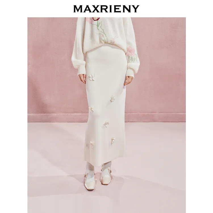 【贵雅日常-商场同款】MAXRIENY温柔浪漫感针织半裙秋冬长裙