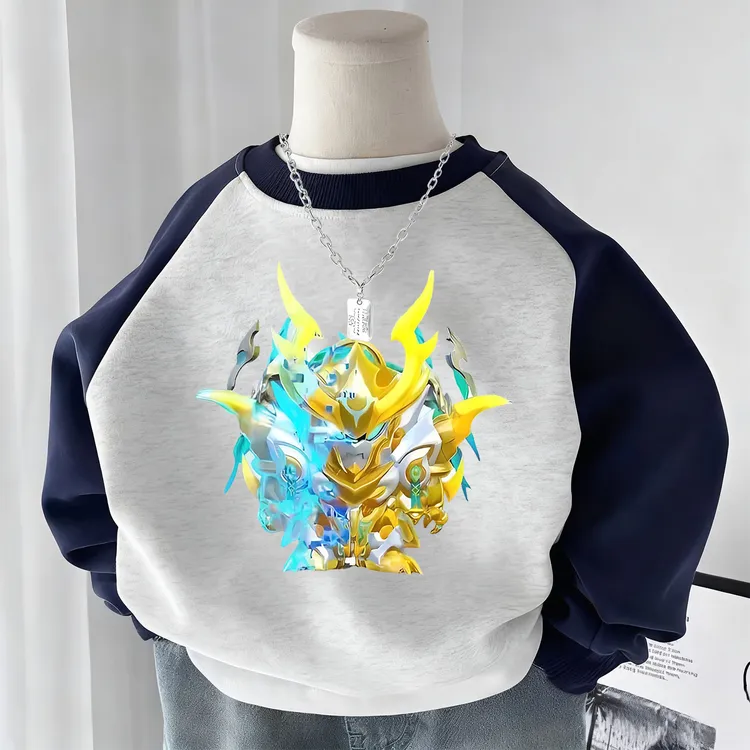 蛋仔派天火麒麟机甲对款男女小中儿童秋冬季长袖卫衣圆领宽松上衣