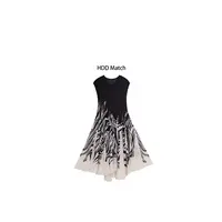 HDD Clothing"斑马裙"夏季女款褶皱拼色条纹气质连衣裙Y7885