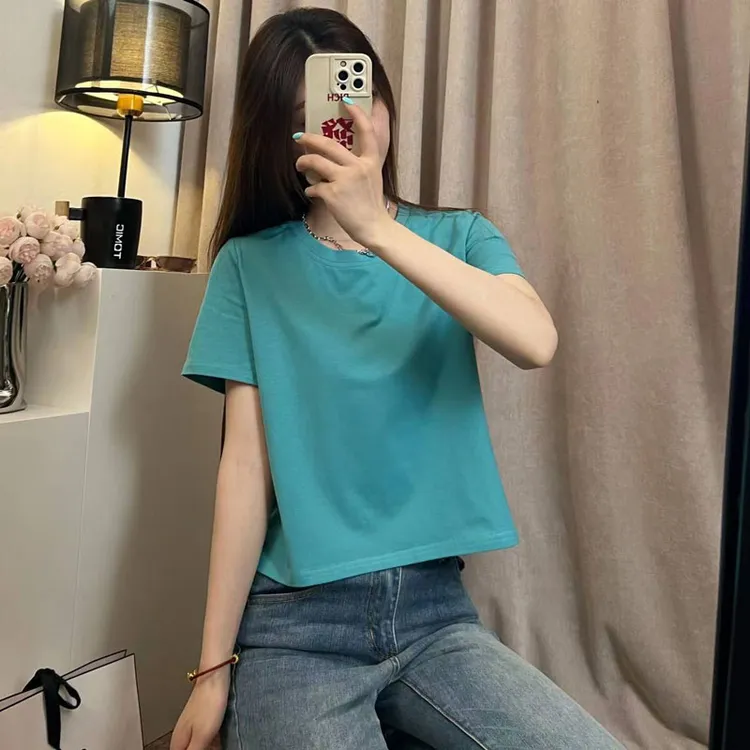 2025新款夏季韩版显瘦短款上衣时尚百搭小个子纯色宽松短袖T恤女