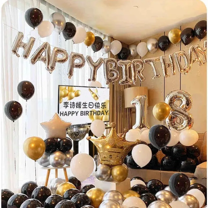 生日气球快乐装饰男孩女孩18岁派对用品场景家里布置礼物背景墙10