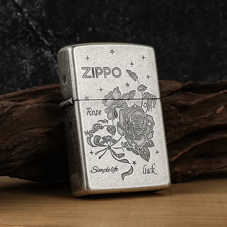 ZIPPO打火机【爱神玫瑰】古银蚀刻复古经典防风送男士礼物DYJ1