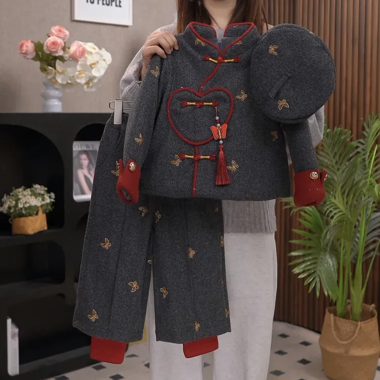 女童套装冬季国风2025新款宝宝新中式拜年服两件套新年冬装-1103