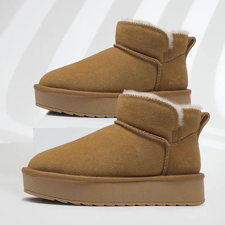 雪地靴女款冬天明星爆款新款加绒厚底防滑短筒增高毛毛棉鞋女