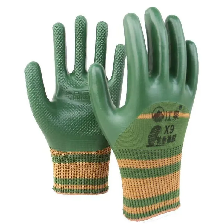 钢筋工架子工工作江泉X9不臭手压纹劳保手套防水耐磨工地防滑耐用