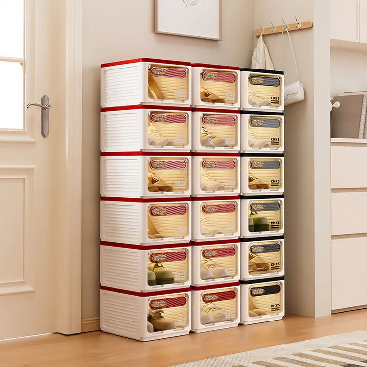 鞋盒鞋子收纳神器透明亚克力鞋柜省折叠空间不占位置免安装家用