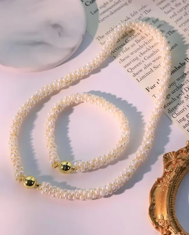 智润毛毛虫项链 天然淡水珍珠 气质 时尚 大米珠