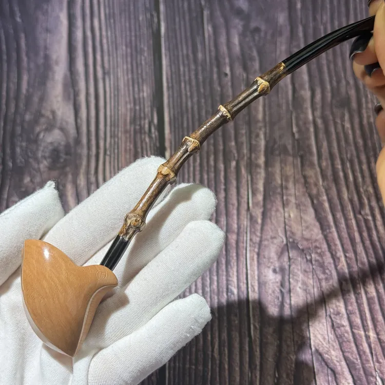 原木色天然紫竹进口石楠木手工烟斗