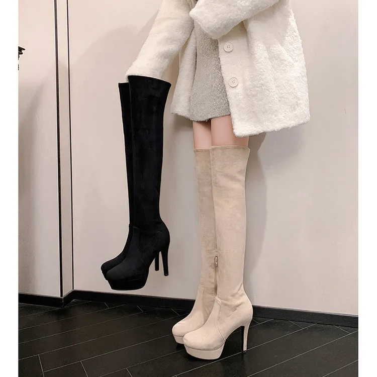 石原里美同款女人味两穿防水台高跟过膝长靴女秋冬2025新款瘦瘦靴