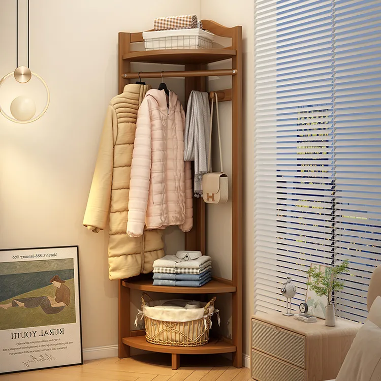 多功能家用室内转角挂衣帽架落地卧室衣帽架简易衣服置物收纳架子