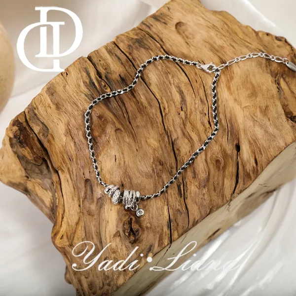 925银脚链 梁雅帝新品【灵蛇缠绕转运黑绳】设计感手工编织纯银脚链