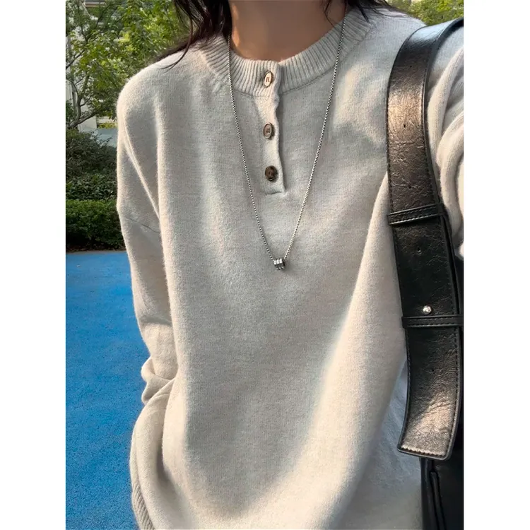 软糯亨利领毛衣男款春秋季老钱风卫衣青少年美式高级感针织打底衫