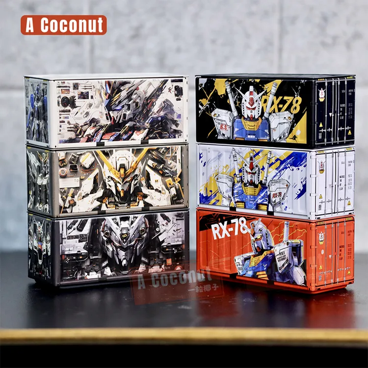 工业风集装箱小铁盒卡通动漫展示盒微缩场景创意桌面迷你收纳摆件