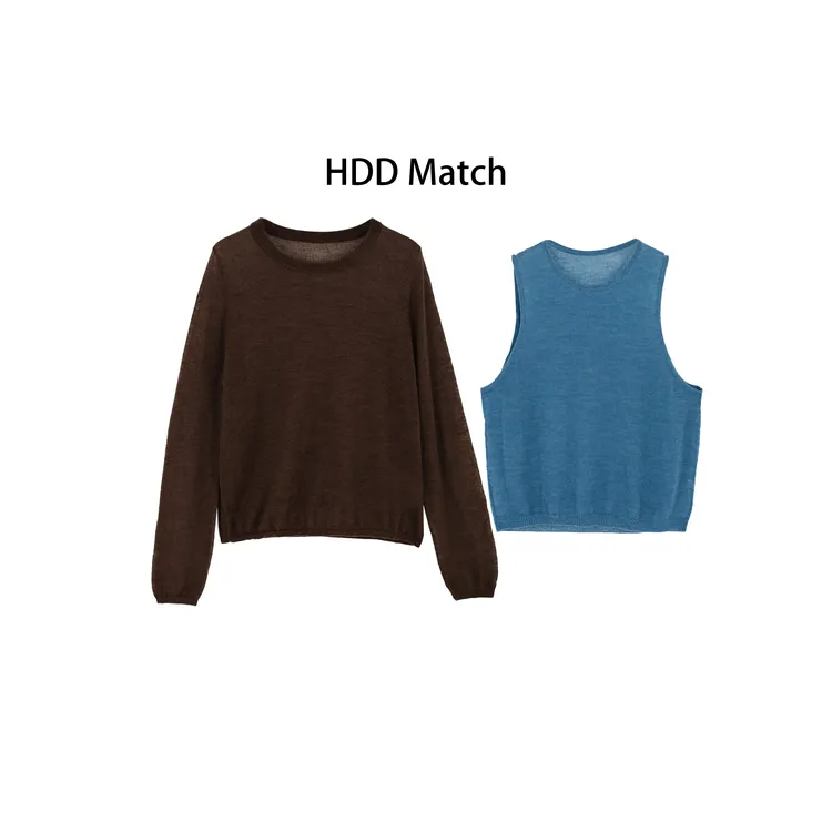 HDD- "组合方式" 羊毛 女款针织简约背心+打底两件套套装 Y9789