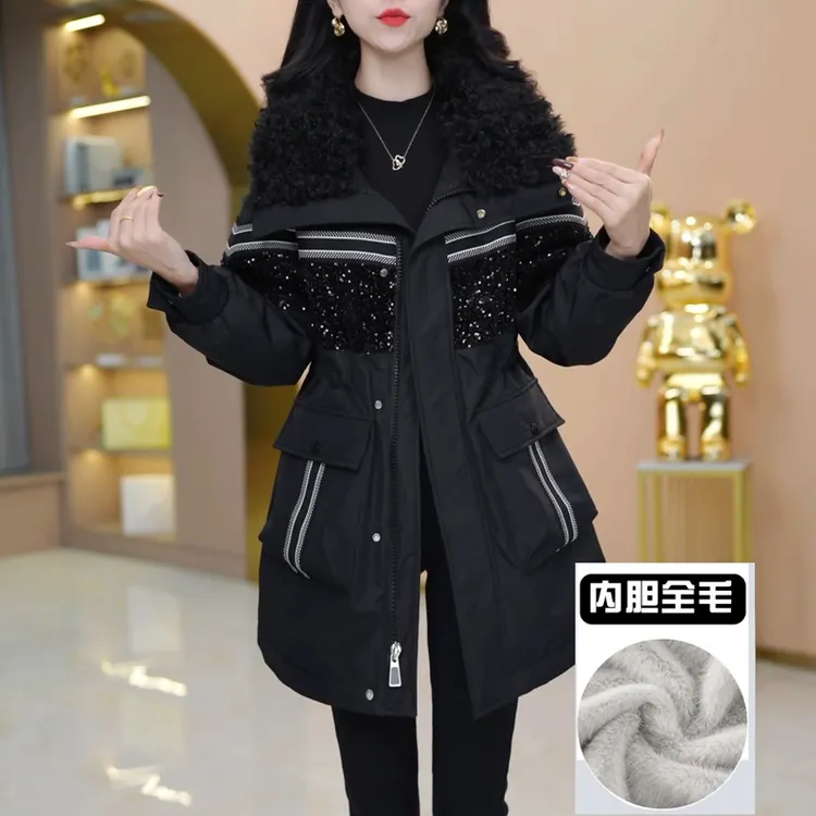 时尚精致加绒派克服女2025冬季新款女士洋气收腰显瘦保暖加厚外套