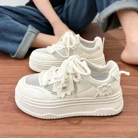 人本板鞋薄款网面百搭透气夏季时尚休闲鞋厚底花朵女鞋A126