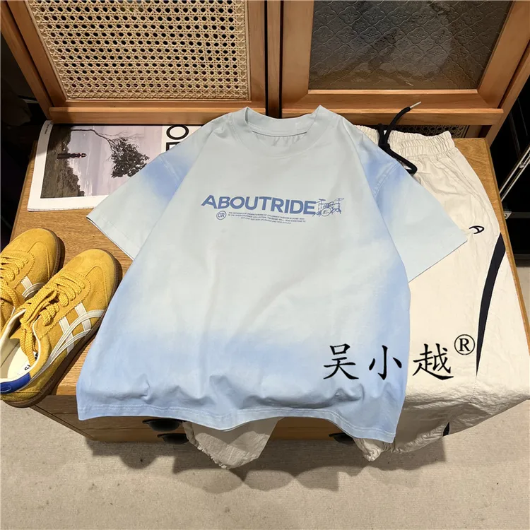 吴小越w1373男童夏款圆领宽松无感数码印花冰感棉t恤短袖中大童