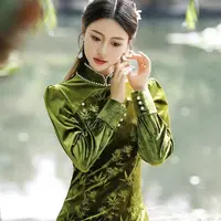 9229-绿竹中国风新中式改良旗袍温婉气质高级日常显瘦连衣裙礼服