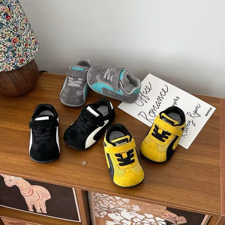 Gina秋季德训鞋儿童时尚百搭复古小众潮鞋网鞋软底儿童板鞋0756