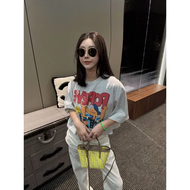 2025夏季新款韩版时尚印花卡通T桖女休闲宽松时尚短款上衣