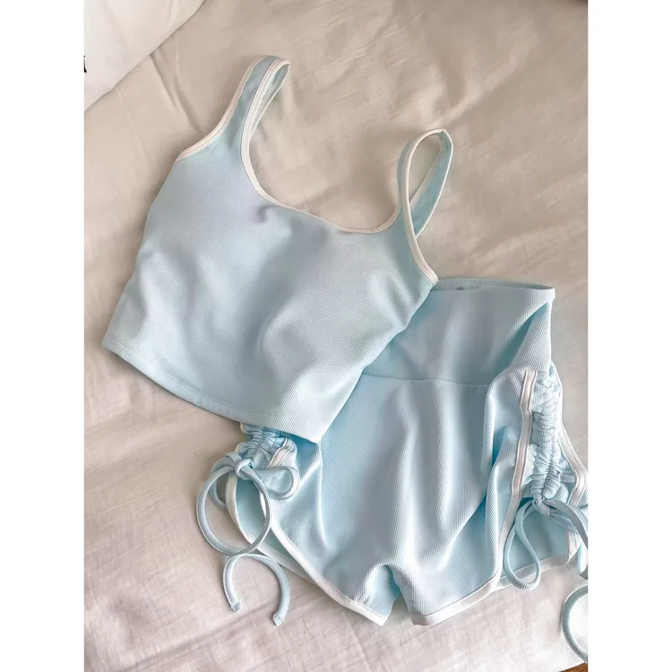 夏日纯欲风带胸垫吊带睡衣女2025年新款瑜伽服大码短裤套装家居服