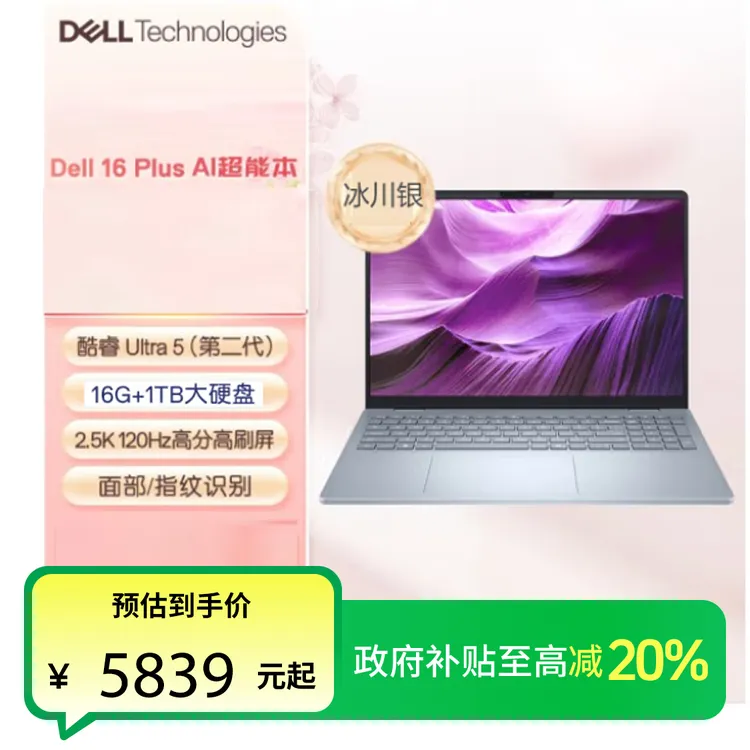 Dell/戴尔【全国政府补贴20%】新16Plus 16寸DB16250超能笔记本电脑